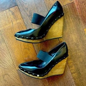Pedro Garcia Black Wood Platform Wedges Size 6.5 (IT 36.5)